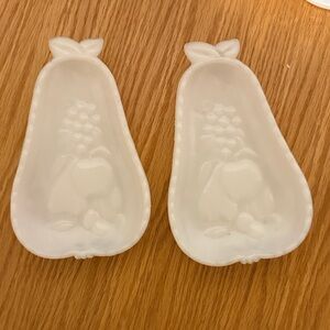 Vintage 1950’s Hazel Atlas Pear Shaped  Dishes - Milk Glass